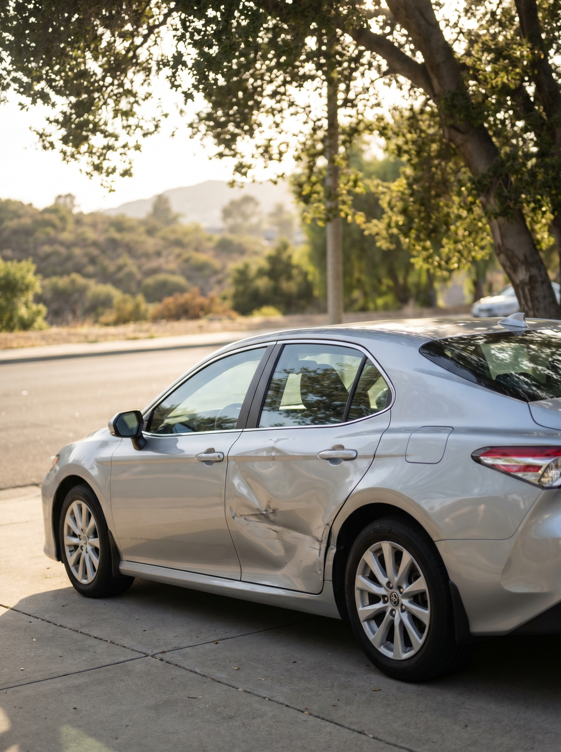 Before — Camry door damage